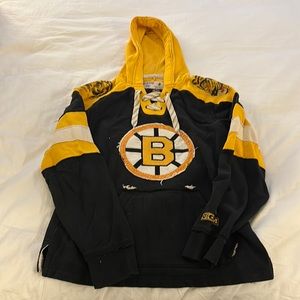 Boston Bruins old time lace up hoodie sweatshirt (unisex)